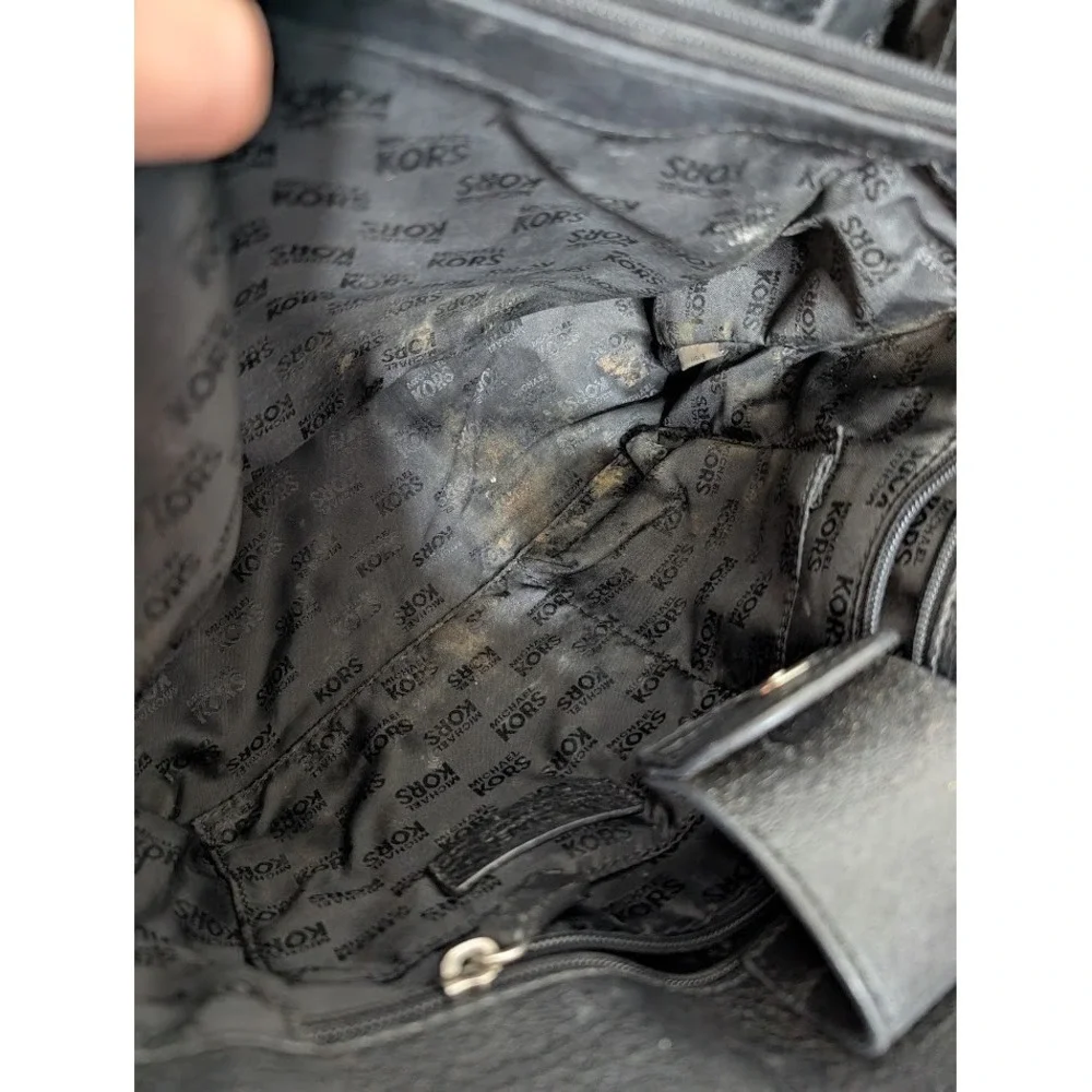 Michael Kors Hamilton Black Leather Shoulder Bag‎ Silver Y2k Large Buckle Detail